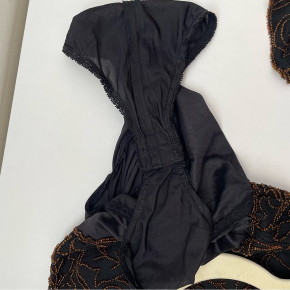 Elegant Vintage beaded bodysuit embellished unique 80s silk floral sequin event - Picture 14 of 16